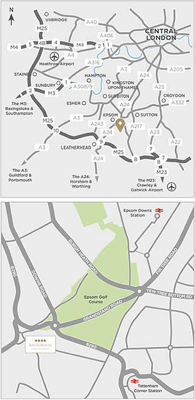 Epsom Downs RAcecourse location map