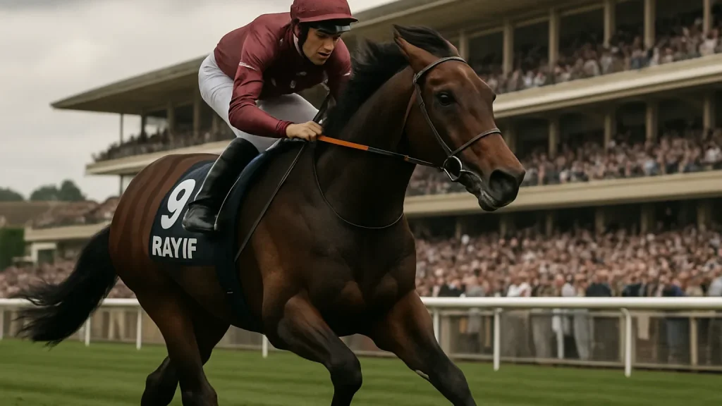 Editorial illustration for Rayif rebounds to take Prix Jacques le Marois and emerges as QEII contender