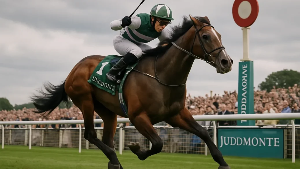 Editorial illustration for Item lands shock Juddmonte International for Balding and Keane at York