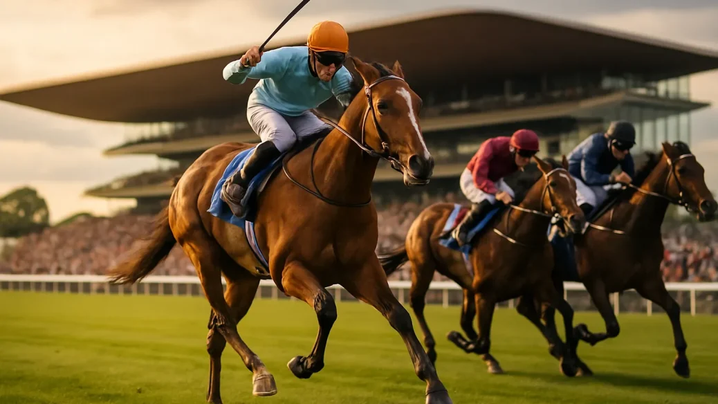Editorial illustration for Giant Sequoia holds off stablemate to win Futurity and remains Derby favourite